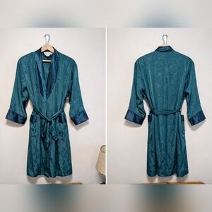 Victoria’s Secret Emerald Green Jacquard Satin Robe P/S Vintage